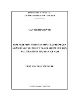 Giải pháp phát triển sản phẩm bảo hiểm qua ngân hàng tại công ty TNHH bảo hiểm nhân thọ AIA Việt Nam  Luận văn thạc sĩ