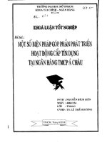 Một số biện pháp góp phần phát triển hoạt động cấp tín dụng tại ngân hàng TMCP Á Châu