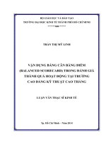 Vận dụng bảng cân bằng điểm (Balance Scorecard) trong đánh giá thành quả hoạt động tại trường cao đẳng kỹ thuật Cao Thắng