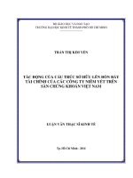 Tác động của cấu trúc sở hữu lên đoàn bẩy tài chính của các công tyniêm yết trên sàn chúng khoán Việt Nam