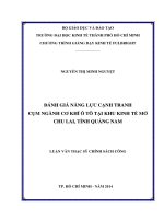 Đánh giá năng lực cạnh tranh cụm ngành cơ khí ô tô tại khu kinh tế mở Chu Lai tỉnh Quảng Nam