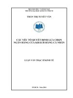 Các yếu tố quyết định lựa chọn ngân hàng của khách hàng cá nhân  Luận văn thạc sĩ