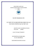 Các nhân tố tác động đến hoạt động mua lại Ngân hàng thương mại tại Việt Nam  Luận văn thạc sĩ  2014