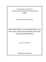 Phát triển dịch vụ ngân hàng bán lẻ tại Ngân hàng thương mại cổ phần công thương Việt Nam - Chi nhánh Bình Dương