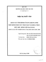 Khảo sát tình hình sử dụng kháng sinh trên bệnh nhân suy thận mạn tính khoa thận   tiết niệu bệnh viện bạch mai