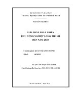 GIẢI PHÁP PHÁT TRIỂN KHU CÔNG NGHIỆP LONG THÀNH ĐẾN NĂM 2020.PDF