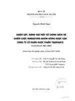 Khảo sát đánh giá một số chính sách và chiến lược makerting nhóm thuốc đông dược của công ty cổ phần dược phẩm traphaco (giai đoạn 2001 2005)