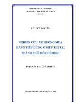 NGHIÊN CỨU XU HƯỚNG MUA HÀNG TIÊU DÙNG Ở SIÊU THỊ TẠI TP. HỒ CHÍ MINH  LUẬN VĂN THẠC SĨ LÊ THÙY NGUYÊN NGƯỜI HƯỚNG DẪN.PDF