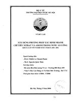 Xây dựng phương pháp xác định nhanh chỉ tiêu nitrat và amoni trong nước ăn uống