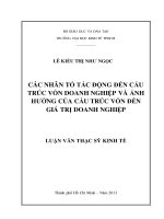 Các nhân tố tác động đến cấu trúc vốn doanh nghiệp và ảnh hưởng của cấu trúc vốn đến giá trị doanh nghiệp