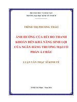 Ảnh hưởng của ro thanh khoản đến khả năng sinh lợi của ngân hàng thương mại cổ phần Á Châu