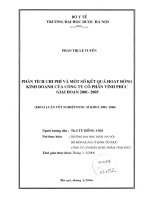 Phân tích chi phí và một số kết quả hoạt động kinh doanh của công ty cổ phần dược phẩm vĩnh phúc giai đoạn 2001   2005