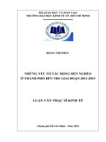 Những yếu tố tác động đến nghèo ở thành phố Bến Tre giai đoạn 2011 - 2013