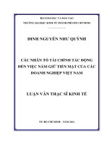 CÁC NHÂN TỐ TÀI CHÍNH TÁC ĐỘNG ĐẾN VIỆC NẮM GIỮ TIỀN MẶT CỦA CÁC DOANH NGHIỆP VIỆT NAM.PDF