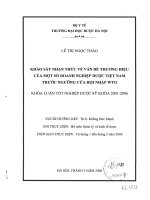 Khảo sát nhận thức về vấn đề thương hiệu của một số doanh nghiệp dược việt nam trước ngưỡng cửa hội nhập WTO