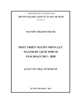 PHÁT TRIỂN NGUỒN NHÂN LỰC NGÀNH DU LỊCH TPHCM GIAI ĐOẠN 2013 - 2020