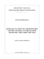 Đánh giá các nhân tố ảnh hưởng đến chi tiêu giáo dục của hộ gia đình thành thị - nông thôn Việt Nam