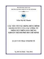 Luận văn thạc sĩ 2014 Các yếu tố tác động đến chính sách cổ tức của các công ty niêm yết trên sàn chứng khoán TPHCM