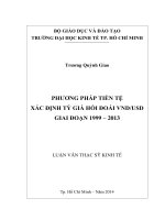 Phương pháp tiền tệ xác định tỷ giá hối đoái VND USD giai đoạn 1999 - 2013  Luận văn thạc sĩ