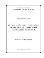 Kỳ vọng và cảm nhận về chất lượng dịch vụ mẫu giáo của phụ huynh tại TPHCM Luận văn thạc sĩ  2014