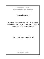 ỨNG DỤNG THẺ CÂN BẰNG ĐIỂM ĐỂ ĐÁNH GIÁ THÀNH QUẢ HOẠT ĐỘNG TẠI CÔNG TY TRÁCH NHIỆM HỮU HẠN KIỂM TOÁN AS.PDF
