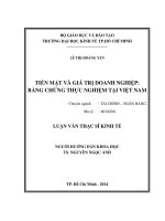 Luận văn thạc sĩ 2014 Tiền mặt và giá trị doanh nghiệp Bằng chứng thực nghiệm tại Việt Nam