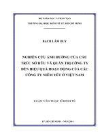 Nghiên cứu ảnh hưởng của cấu trúc sở hữu và quản trị công ty đến hiệu quả hoạt động của các công ty niêm yết ở Việt Nam