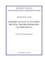 GIẢI PHÁP SẢN XUẤT VÀ XUẤT KHẨU BỀN VỮNG CHO TRÁI THANH LONG CỦA TỈNH LONG AN.PDF