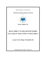 Hoàn thiện văn hóa doanh nghiệp tại cơ quan tổng công ty phát điện 1  Luận văn thạc sĩ