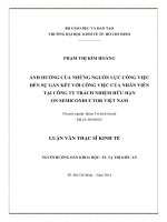 Ảnh hưởng của những nguồn lực công việc đến sự gắn kết với công việc của nhân viên tại công ty TNHH on semiconductor Việt Nam