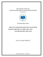 Nhân tố ảnh hưởng đến lòng ham muốn thương hiệu bộ lưu điện UPS-TEC tại thị tường Việt Nam  Luận văn thạc sĩ  2014