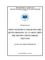 Nhân tố hành vi ảnh hưởng đến quyết định đầu tư cá nhân trên TTCK Việt Nam  Luận văn thạc sĩ