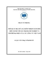 Quan hệ giữa sự kiêm nhiệm giám đốc điều hành với giá tri doanh nghiệp và chi phí đại diện của các công ty Việt Nam  Luận văn thạc sĩ  2014