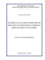 Tác động của giá trị cảm nhận đến sự thỏa mãn của khách hàng về dịch vụ kiểm toán báo cáo tài chính