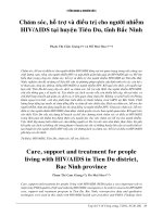 chăm sóc, hỗ trợ và điều trị bệnh nhân nhiễm hiv/aids huyện Tiên Du tình Bắc Ninh