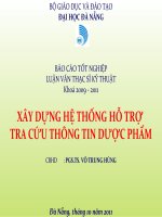 XÂY DỰNG HỆ THỐNG HỖ TRỢ TRA CỨU THÔNG TIN DƯỢC PHẨM