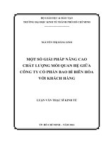 Một số giải pháp nâng cao chất lượng mối quan hệ giữa công ty cổ phần bao bì Biên Hòa với khách hàng 2014