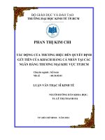 Tác động của thương hiệu đến quyết định gửi tiền của khách hàng cá nhân tại các ngân hàng thương mại tại khu vực TPHCM  Luận văn thạc sĩ