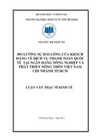 ĐO LƯỜNG SỰ HÀI LÒNG CỦA KHÁCH HÀNG VỀ DỊCH VỤ THANH TOÁN QUỐC TẾ TẠI NGÂN HÀNG NÔNG NGHIỆP VÀ PHÁT TRIỂN NÔNG THÔN VIỆT NAM - CHI NHÁNH TP.HCM