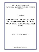 Các yếu tố ảnh hưởng đến khả năng sinh lợi của các ngân hàng thương mại Việt Nam