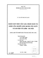 Khảo sát nhu cầu lựa chọn dịch vụ dược của người dân quận cầu giấy và huyện từ liêm   hà nội