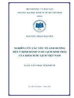 Nghiên cứu các yếu tố ảnh hưởng đến ý định hành vi du lịch sinh thái của khách du lịch Việt Nam  Luận văn thạc sĩ  2014