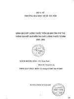 Đánh giá chất lượng thuốc trên địa bàn tỉnh phú thọ thông qua kết quả kiểm tra chất lượng thuốc từ năm 2000 2004
