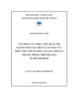 TÁC ĐỘNG CỦA THỰC TIỄN QUẢN TRỊ NGUỒN NHÂN LỰC ĐẾN SỰ GẮN KẾT CỦA NHÂN VIÊN VỚI TỔ CHỨC TẠI CÁC CÔNG TY TRUYỀN THÔNG TRÊN ĐỊA BÀN TP.HCM