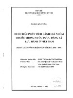 Bước đầu phân tích đánh giá nhóm thuốc trong nước được đăng ký lưu hành ở việt nam