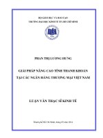 Giải pháp nâng cao tính thanh khoản tại các ngân hàng thương mại Việt Nam