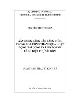 Xây dựng bảng cân bằng điểm trong đo lường thành quả hoạt động tại công ty liên doanh làng biệt thự Sài Gòn  Luận văn thạc sĩ