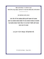 Các yếu tố tác động đến quyết định sử dụng dịch vụ ngân hàng điện tử của khách hàng cá nhân tại Ngân hàng thương mại cổ phần Đầu tư và phát triển Việt Nam khu vực TPHCM
