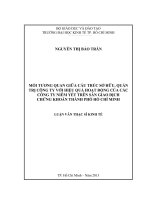 MỐI TƯƠNG QUAN GIỮA CẤU TRÚC SỞ HỮU, QUẢN TRỊ CÔNG TY VỚI HIỆU QUẢ HOẠT ĐỘNG CỦA CÁC CÔNG TY NIÊM YẾT TRÊN SÀN GIAO DỊCH CHỨNG KHOÁN THÀNH PHỐ HỒ CHÍ MINH.