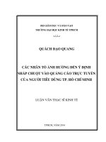 Các nhân tố ảnh hưởng đến ý định nhấp chuột vào quảng cáo trực tuyến của người tiêu dùng TPHCM  Luận văn thạc sĩ 2014